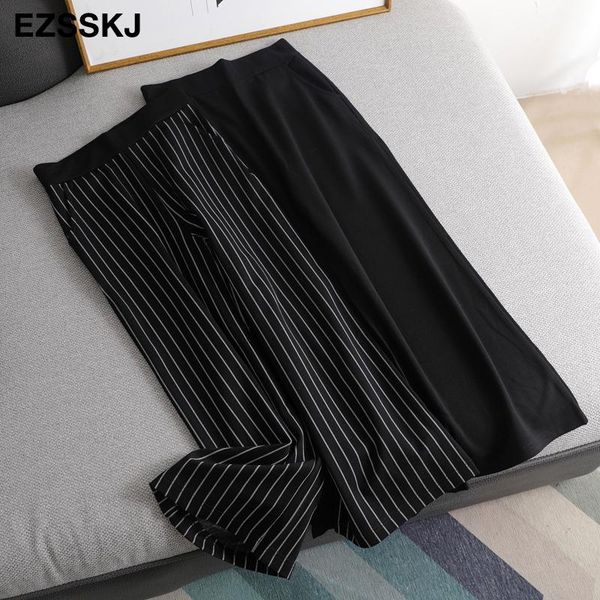 women's pants & capris good quality 2021 autumn spring wide women female high waist black stripe leg cotton elegant, Black;white
women's pants & capris good quality 2021 autumn spring wide women female high waist black stripe leg cotton elegant, Black;white