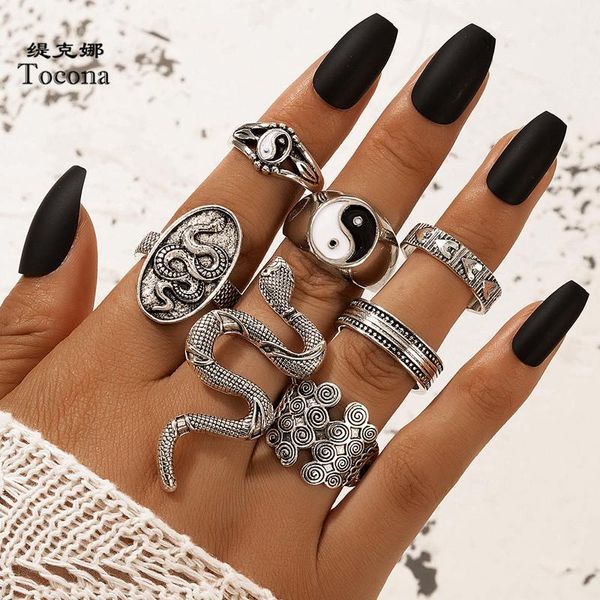 cluster rings tocona 7pcs/sets punk snakle tai chi ring sets for women men charms heart vintage silver color geomey jewelry anillo 19693, Golden;silver
cluster rings tocona 7pcs/sets punk snakle tai chi ring sets for women men charms heart vintage silver color geomey jewelry anillo 19693, Golden;silver