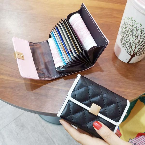 card holders 2021 simple buckle diamond short small bag women's multi-card business clip holder, Brown;gray
card holders 2021 simple buckle diamond short small bag women's multi-card business clip holder, Brown;gray