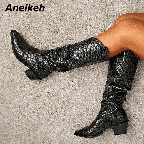 boots aneikeh pu texture plaid square heel autumn shoes woman 2021 pleated knee high slip-on pointed toe western booties, Black
boots aneikeh pu texture plaid square heel autumn shoes woman 2021 pleated knee high slip-on pointed toe western booties, Black