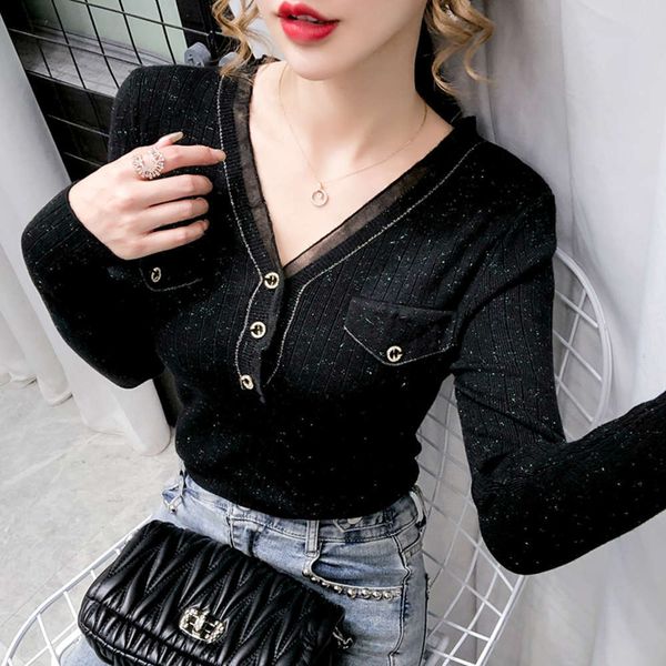 women's sweaters sweatersautumn and winter european bright silk v-neck machine mesh knitting slim bottomed shirt design with sweater za, White;black
women's sweaters sweatersautumn and winter european bright silk v-neck machine mesh knitting slim bottomed shirt design with sweater za, White;black