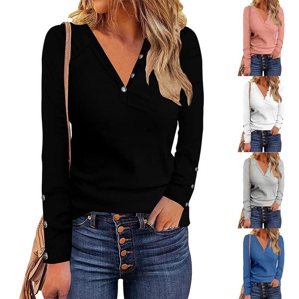 women's t-shirt sweetshirts knitted sweater women fashion casual solid color long sleeve buttons v-neck slim fit femal pullover, White
women's t-shirt sweetshirts knitted sweater women fashion casual solid color long sleeve buttons v-neck slim fit femal pullover, White