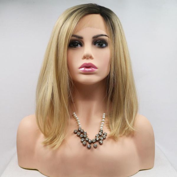 synthetic wigs m&h blonde 613 dark roots color shoulder length bob short hair lace front cosplay daily frontal, Black
synthetic wigs m&h blonde 613 dark roots color shoulder length bob short hair lace front cosplay daily frontal, Black