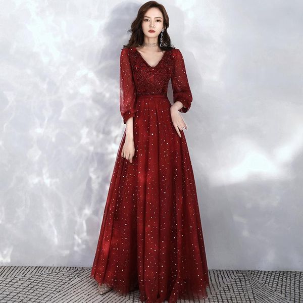 elegant long sleeve bride wedding dress bling sequins evening v-neck party a-line banquet oversize 3xl ethnic clothing, Red
elegant long sleeve bride wedding dress bling sequins evening v-neck party a-line banquet oversize 3xl ethnic clothing, Red