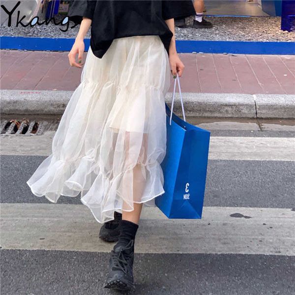 summer ruffle mesh tulle skirt women's spring simplicity long tutu skirt high waist slim temperament midi korean style 210619, Black
summer ruffle mesh tulle skirt women's spring simplicity long tutu skirt high waist slim temperament midi korean style 210619, Black