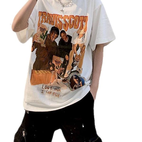 character printing cotton short-sleeved t-shirt men's tide brand round neck 5 sleeves harajuku style high street half short black white, White;black
character printing cotton short-sleeved t-shirt men's tide brand round neck 5 sleeves harajuku style high street half short black white, White;black