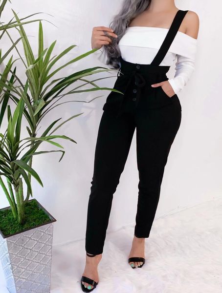 women's jumpsuits & rompers black slim sling long woman autumn winter streetwear button pockets high waist pencil women overalls office, Black;white
women's jumpsuits & rompers black slim sling long woman autumn winter streetwear button pockets high waist pencil women overalls office, Black;white