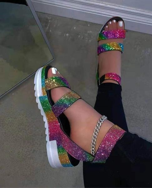 sandals women colorful diamond handmade bling rhinestones open toe footwer plus size women's summer platform beach, Black
sandals women colorful diamond handmade bling rhinestones open toe footwer plus size women's summer platform beach, Black