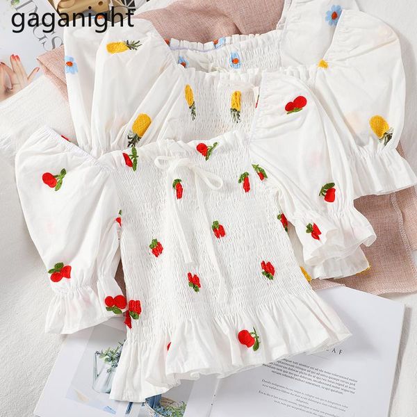 women's blouses & shirts gaganight embroidery women blouse ruched elastic sweet girls shirt fashion summer ruffles short korean slim bl, White
women's blouses & shirts gaganight embroidery women blouse ruched elastic sweet girls shirt fashion summer ruffles short korean slim bl, White
