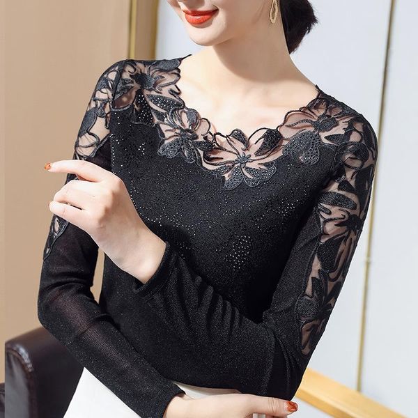 women's t-shirt lace bottoming shirt long-sleeved spring and autumn wear 2021 mesh round neck korean slim, White
women's t-shirt lace bottoming shirt long-sleeved spring and autumn wear 2021 mesh round neck korean slim, White