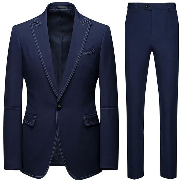 men's suits & blazers fashion slim 2 piece set suit blazer with trousers business casual banquet dress, White;black
men's suits & blazers fashion slim 2 piece set suit blazer with trousers business casual banquet dress, White;black