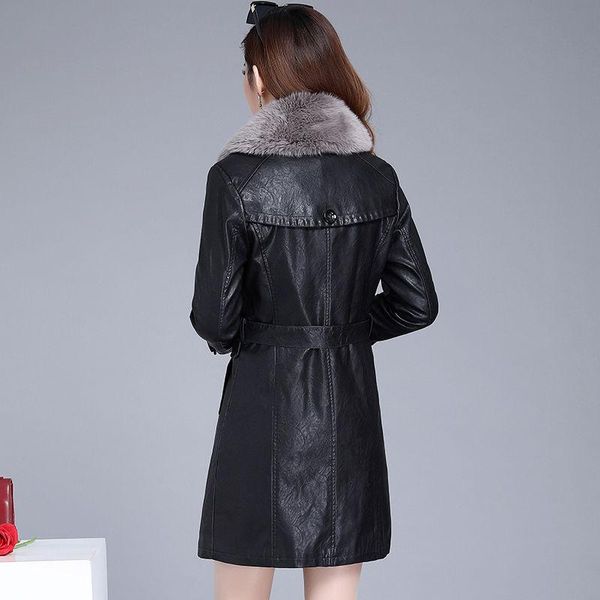 women's leather & faux 2021 spring long jacket with fur collar female plus sizes 6xl warm slim coat lady outerwear q50, Black
women's leather & faux 2021 spring long jacket with fur collar female plus sizes 6xl warm slim coat lady outerwear q50, Black
