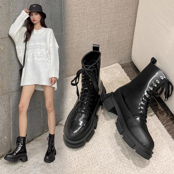 boots 2021 lace-up ankle for women thick bottom round toe genuine leather black white all-match platform shoes
boots 2021 lace-up ankle for women thick bottom round toe genuine leather black white all-match platform shoes