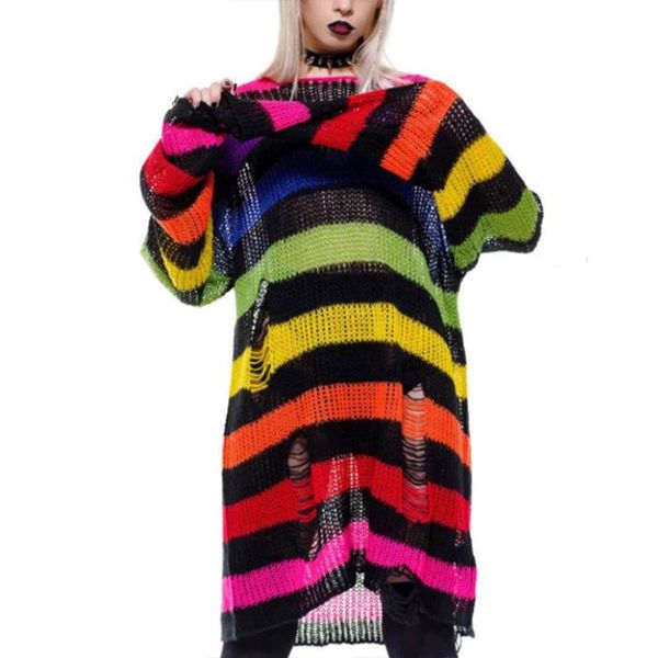 women's sweaters gothic sweater women stripes color rainbow female t-shirt autumn long sleeve goth dark street, White;black
women's sweaters gothic sweater women stripes color rainbow female t-shirt autumn long sleeve goth dark street, White;black
