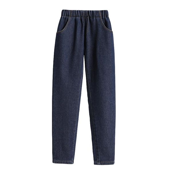 women's jeans fashion plus size autumn and winter trousers velvet dark blue high waist harem pants