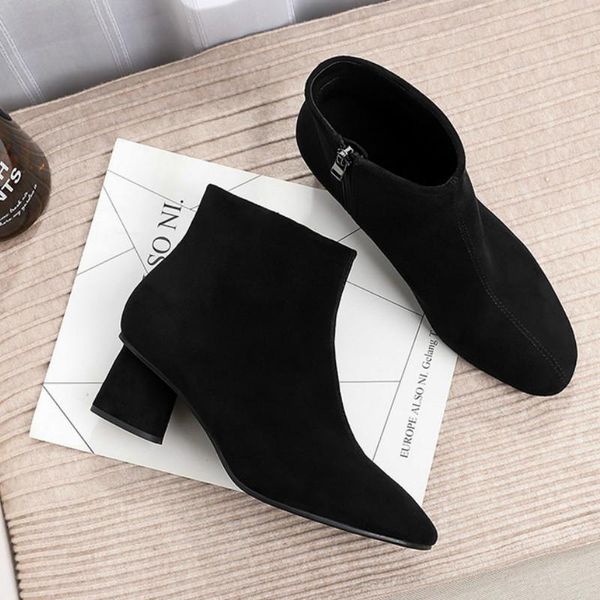 2021 square high heels ankle boots shoes black beige flock fur square toe comfortable 1
2021 square high heels ankle boots shoes black beige flock fur square toe comfortable 1