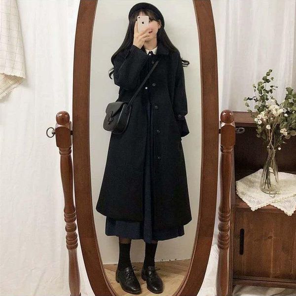 women's wool & blends cmaz student woolen coat mid-length 2021 autumn and winter, Black
women's wool & blends cmaz student woolen coat mid-length 2021 autumn and winter, Black