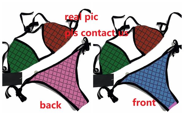 classic letters design bikinis split halter beach bra briefs womens summer latest multi color swimwear bathing suits, White;black
classic letters design bikinis split halter beach bra briefs womens summer latest multi color swimwear bathing suits, White;black