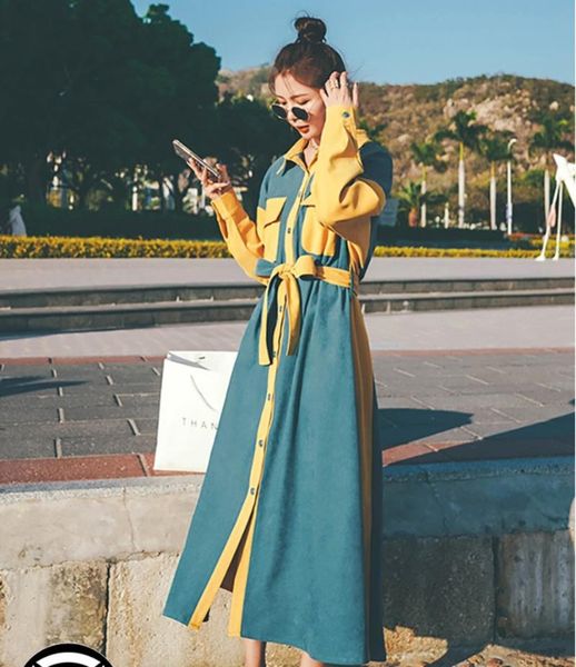 casual dresses french vintage shirt maxi dress female 2021 spring autumn temperament long sleeve skirt contrasting color corduroy a-line, Black;gray
casual dresses french vintage shirt maxi dress female 2021 spring autumn temperament long sleeve skirt contrasting color corduroy a-line, Black;gray