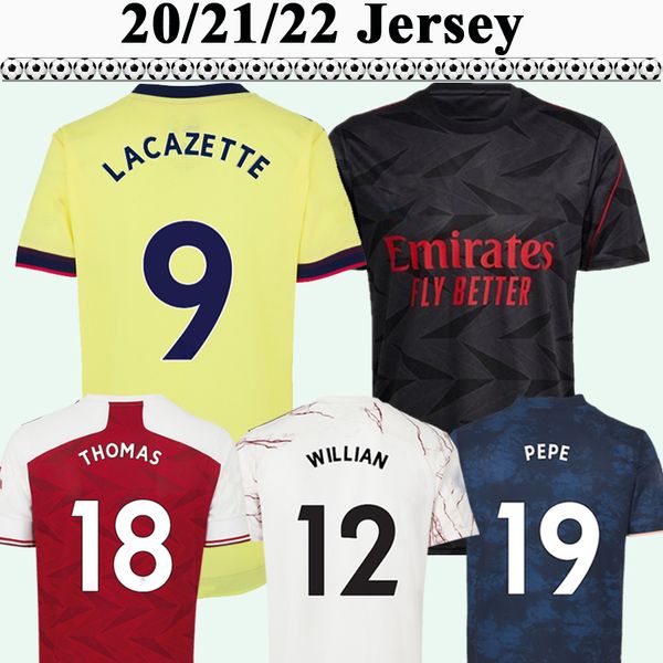20 21 22 tierney saka willian mens soccer jerseys maitland-niles thomas pepe home away 3rd football shirt short sleeves uniforms, Black;yellow