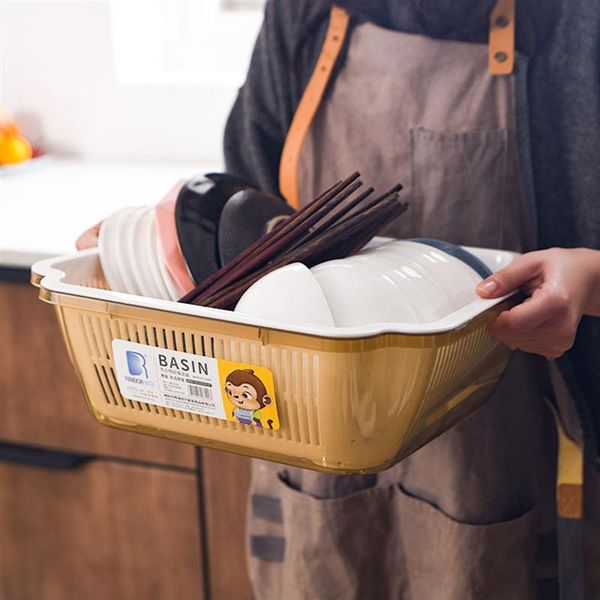 1pc kitchen dishes rack tableware box with lid water draining storage shelf household & organization
1pc kitchen dishes rack tableware box with lid water draining storage shelf household & organization
