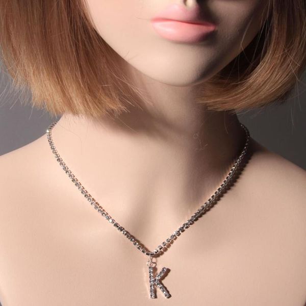 pendant necklaces initial letter necklace for women bling crystal rhinestone choker luxury jewelry gift, Silver
pendant necklaces initial letter necklace for women bling crystal rhinestone choker luxury jewelry gift, Silver