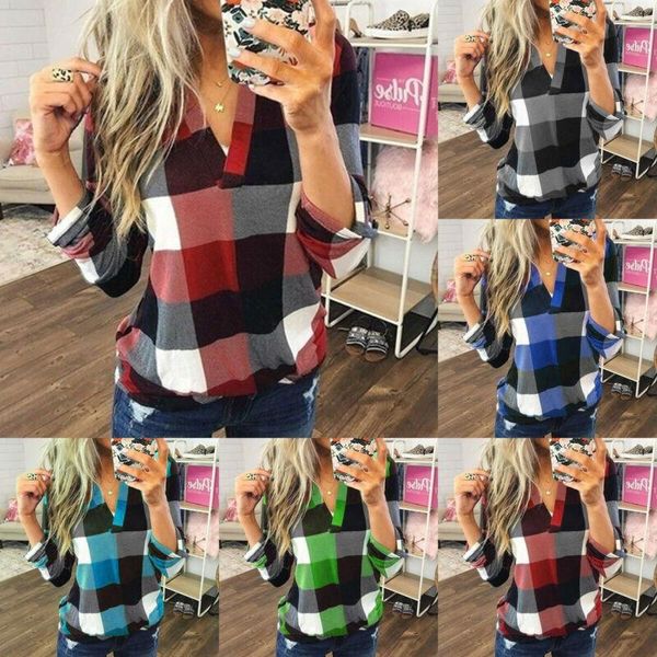 brand women long sleeve plaid checked v neck blouse shirt ladies spring autumn shirts size s-3xl women's blouses &, White
brand women long sleeve plaid checked v neck blouse shirt ladies spring autumn shirts size s-3xl women's blouses &, White