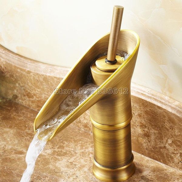 bathroom sink faucets waterfall tap antique brass finish single handle basin / faucet deck mounted cold and water wnf090
bathroom sink faucets waterfall tap antique brass finish single handle basin / faucet deck mounted cold and water wnf090