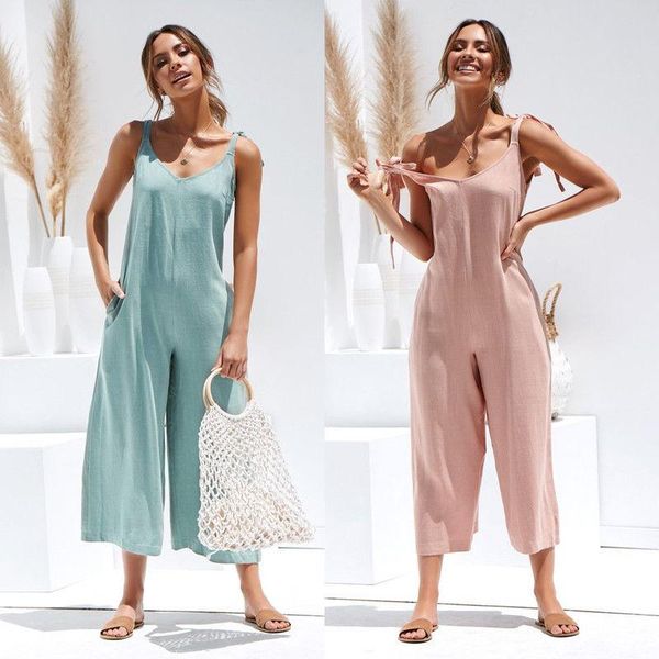 women's jumpsuits & rompers summer women sleeveless loose jumpsuit o neck casual backless overalls trousers wide leg pants 4 color s-xl, Black;white
women's jumpsuits & rompers summer women sleeveless loose jumpsuit o neck casual backless overalls trousers wide leg pants 4 color s-xl, Black;white