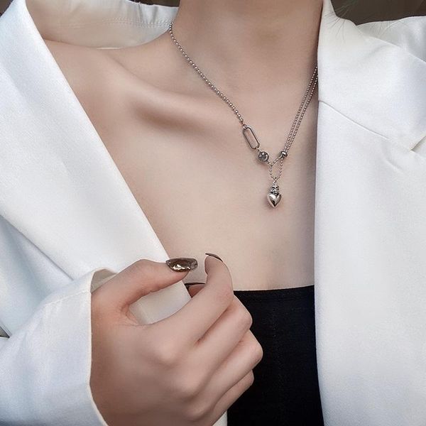 pendant necklaces peach heart tide ins necklace female simple temperament cold wind hip-hop clavicle chain design sense versatile, Silver
pendant necklaces peach heart tide ins necklace female simple temperament cold wind hip-hop clavicle chain design sense versatile, Silver