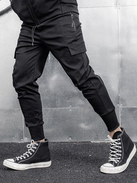men drawstring waist zipper pocket pants v6hs#, Black
men drawstring waist zipper pocket pants v6hs#, Black
