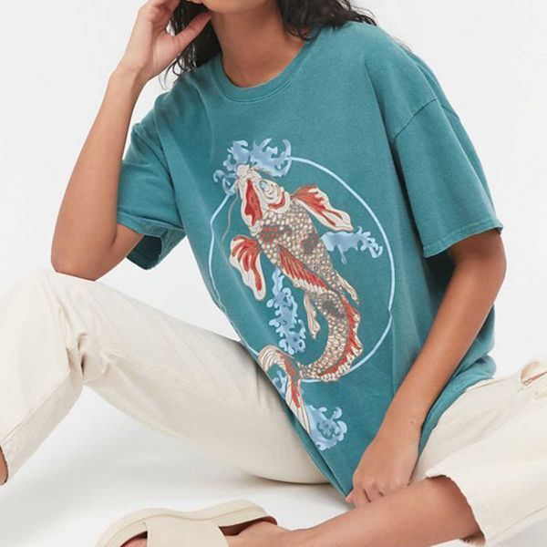 women's t-shirt fish overdyed print t women summer short sleeve o neck cotton tee shirt boho vintage casual oversize blusas mir4, White
women's t-shirt fish overdyed print t women summer short sleeve o neck cotton tee shirt boho vintage casual oversize blusas mir4, White