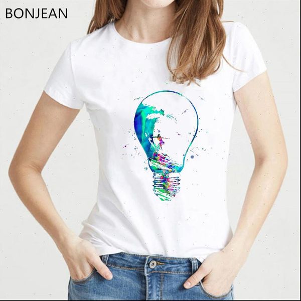 novelty design watercolor surfer womens t shirts girl in bulb hipster cool tee femme korean style female, White
novelty design watercolor surfer womens t shirts girl in bulb hipster cool tee femme korean style female, White