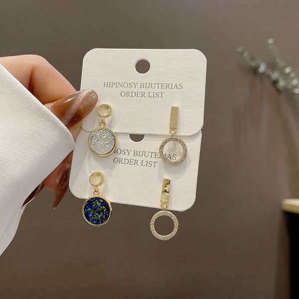 925 silver needle super flash blue white zircon women's korean asymmetric geometric earrings, Black
925 silver needle super flash blue white zircon women's korean asymmetric geometric earrings, Black