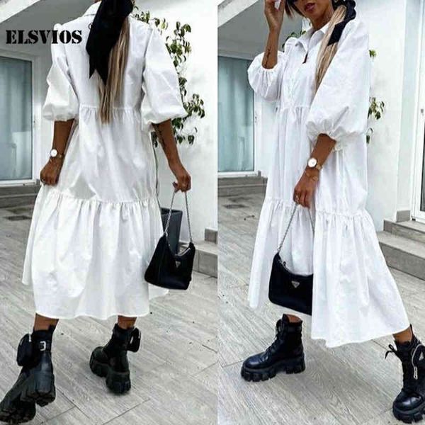 casual loose lapel solid color 2021 spring summer new women dresses fashion mid sleeves streetwear elegant office lady vestidos x0521, Black;gray
casual loose lapel solid color 2021 spring summer new women dresses fashion mid sleeves streetwear elegant office lady vestidos x0521, Black;gray