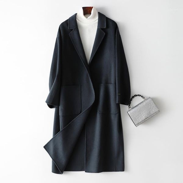 women's wool & blends double faced woolen coat temperament fan qiudong 2021 foreign style girl, Black
women's wool & blends double faced woolen coat temperament fan qiudong 2021 foreign style girl, Black