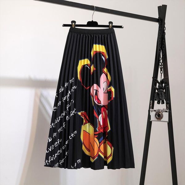 vintage spring summer brand womens skirts printed pleated high waisted medium length elastic maxi a line for female, Black
vintage spring summer brand womens skirts printed pleated high waisted medium length elastic maxi a line for female, Black