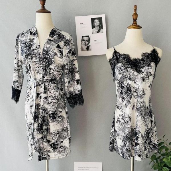 women's sleepwear ink print flower robe kimono bathrobe gown women spring summer silk satin nightgown loose casual home dress, Black;red
women's sleepwear ink print flower robe kimono bathrobe gown women spring summer silk satin nightgown loose casual home dress, Black;red