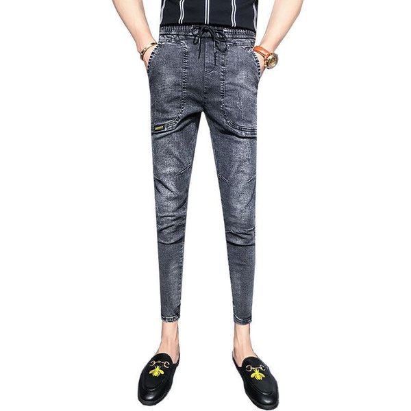men's jeans fashion 2021 denim pants drawstring slim feet social people tie spirit guy teenager ankle length, Blue
men's jeans fashion 2021 denim pants drawstring slim feet social people tie spirit guy teenager ankle length, Blue