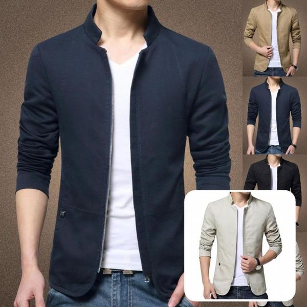 men's jackets great stand collar cardigan business jacket coat buttons solid color, Black;brown
men's jackets great stand collar cardigan business jacket coat buttons solid color, Black;brown