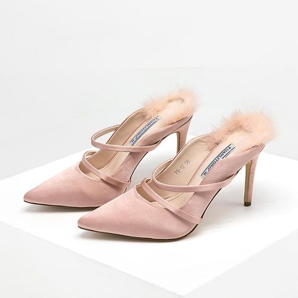 slippers luxury silk pointed toe solid mules shallow thin high heel 2-ways sandals trendy slingback summer women slides, Black
slippers luxury silk pointed toe solid mules shallow thin high heel 2-ways sandals trendy slingback summer women slides, Black