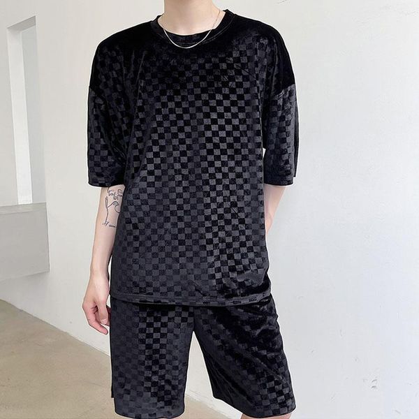 men's tracksuits male streetwear plaid short sleeve t-shirt tees shorts summer sets (tshirt+shorts) tracksuit velvet casual sports, Gray
men's tracksuits male streetwear plaid short sleeve t-shirt tees shorts summer sets (tshirt+shorts) tracksuit velvet casual sports, Gray
