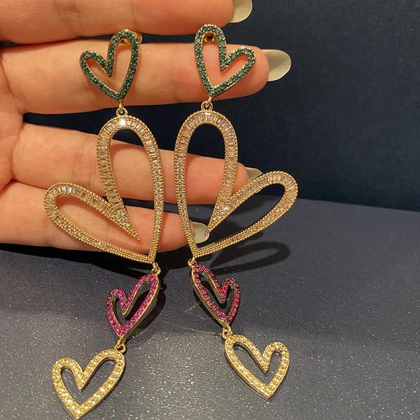 hoop & huggie bilincolor fashion zircon hollow long large heart drop earring for women, Golden;silver
hoop & huggie bilincolor fashion zircon hollow long large heart drop earring for women, Golden;silver