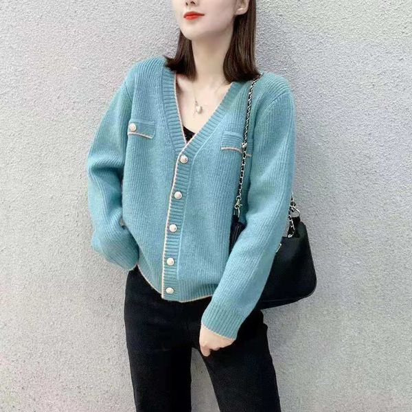 women's knits & tees small fragrance sweater short color contrast v-neck knitted cardigan women's autumn and winter new loose kore, White
women's knits & tees small fragrance sweater short color contrast v-neck knitted cardigan women's autumn and winter new loose kore, White