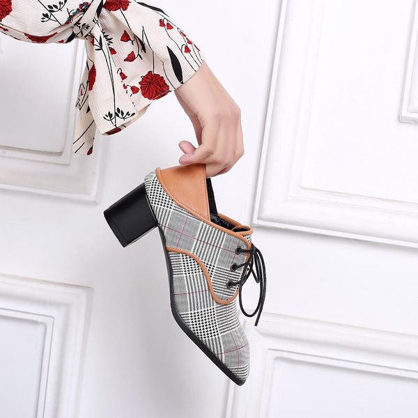 women plaid pumps high heels shoes ladies lace up point toe party wedding pump black woman 33-43 chaussures femme dress
women plaid pumps high heels shoes ladies lace up point toe party wedding pump black woman 33-43 chaussures femme dress