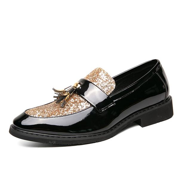 dress shoes oversize 38-47 men's fashion sequins smooth leather formal pointed toe tassel slip-on, Black
dress shoes oversize 38-47 men's fashion sequins smooth leather formal pointed toe tassel slip-on, Black