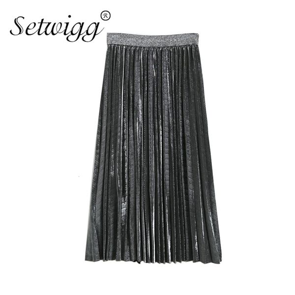 skirts setwig spring metallic golden/sier pleated below knee elastic waist shiny a-line mid-calf long skirts, Black
skirts setwig spring metallic golden/sier pleated below knee elastic waist shiny a-line mid-calf long skirts, Black
