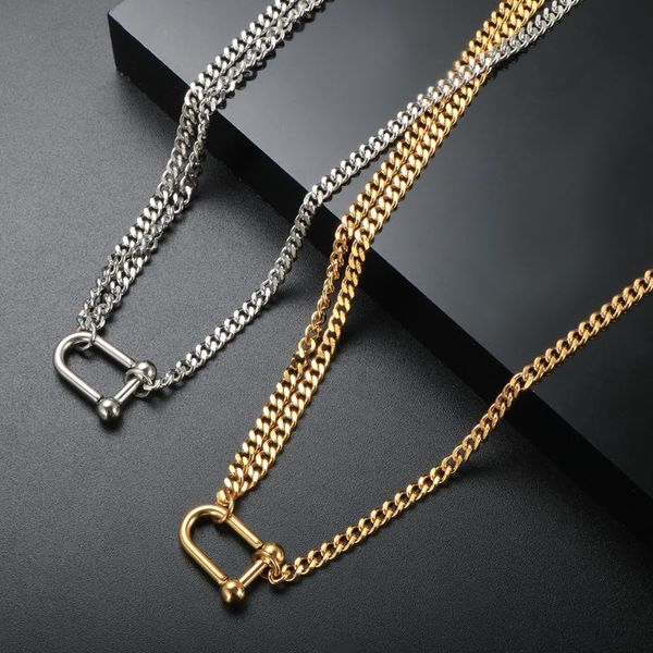 pendant necklaces zmfashion u-shaped double-layer chain necklace golden steel color gold-plated titanium jewelry gift kpop choker, Silver
pendant necklaces zmfashion u-shaped double-layer chain necklace golden steel color gold-plated titanium jewelry gift kpop choker, Silver