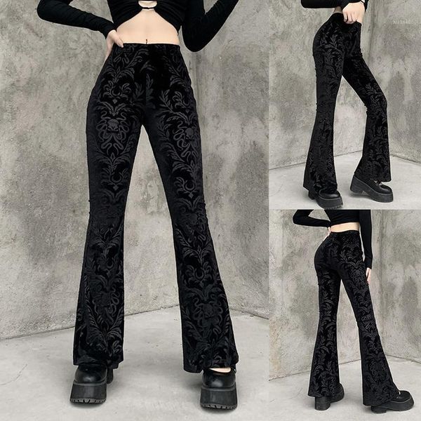 women's pants & capris vintage floral scratched gothic velvet high waist skinny flare trousers for women autumn winter streetwear, Black;white
women's pants & capris vintage floral scratched gothic velvet high waist skinny flare trousers for women autumn winter streetwear, Black;white