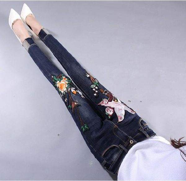spring and autumn women's blue denim pants slim mid-waist embroidered skinny jeans pencils trousers students casual
spring and autumn women's blue denim pants slim mid-waist embroidered skinny jeans pencils trousers students casual